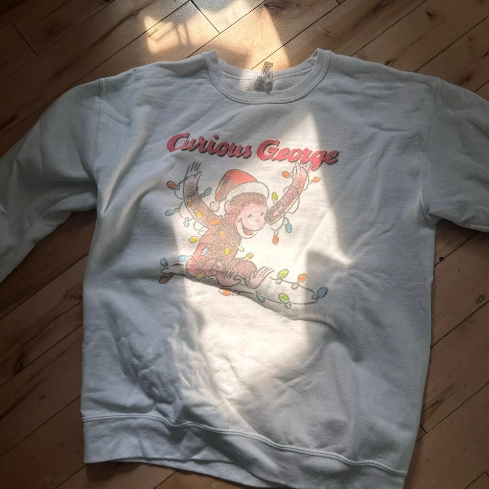 Jerzees Curious George Sweatshirt Holidays - Picture 1 of 5